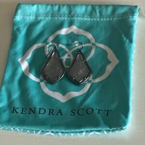 Kendra Scott Alex Drop Earrings – Gunmetal Tone w/ Mirror Rock + Jewelry Bag